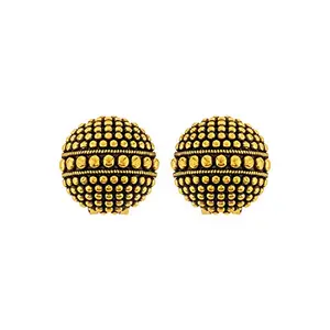 Voylla Rava Ball Oxidized Gold Ball Stud Earrings For Women