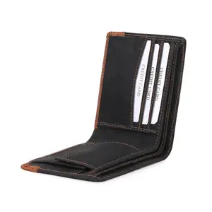 Dezire Crafts Men’s Bifold Wallet – Slim & Stylish Denim PU Leather | Compact Wallet with 3 Card Slots, Coin Pocket, 2 Currency Compartments & Hidden Pockets | Ideal for Office, Casual Wear & Travel (Black)