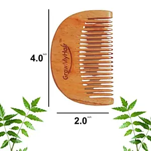 GrowMyHair Neem Wood Comb Anti-Bacterial Anti Dandruff Comb for All Hair Types, Promotes Hair Regrowth, Reduce Hair Fall (D Shape Wood Comb)