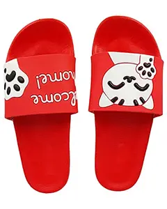 Pampy Angel Welcome Women's Flip Flops Slides Back Open Household Comfortable Slippers Red,41 (Euro)