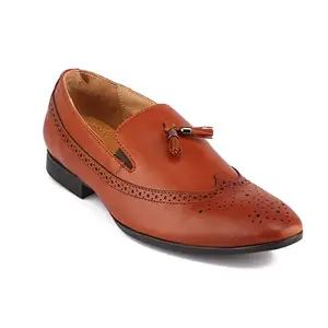 Red Chief Tan Leather Formal Slip On Shoes for Men