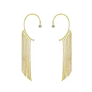 Vembley Modern Korean Golden Studded Chain Ear Cuff Earrings For Women