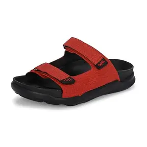HITZ Men's Red Leather Open Toe Slippers - UK 8