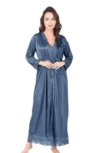 ZENVEE Women’s Satin Onion Pink Nightwear Lace Dress, Soft Silk Satin Nighty, Sleeveless Elegant Sleep Dress for Women. S