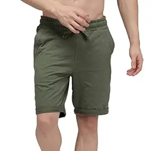 sporto Men's Cotton Blend Blue Denim Bermuda Shorts with 2 Zipper Side Pockets and 1back Pocket