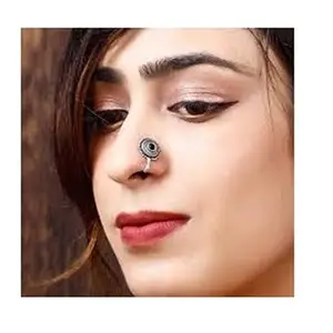 DK COLLECTIONS Gleaming Grace Accentuating Beauty with Black Round Nose Pins