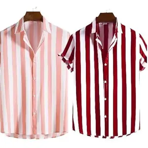 (Combo)(D-47) Mens Lycra Cotton Half Sleeve Man Casual Shirt Regular Fit Western