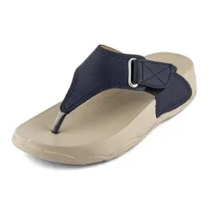 WELCOME Women Blue Leather Flip-Flops-8 UK (41 EU) (Bluehf13-652)