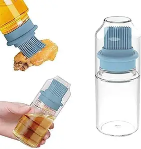 Oil Bottle, with Silicone Brush Head, Oil Return Tank Design, Transparent Glass Bottle and Dust Cover, for Olive Oil Vinegar Salad Dressing