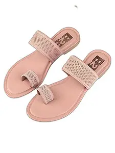 WalkTrendy Womens Synthetic Pink Open Toe Flats - 8 UK (Wtwf364_Pink_41)