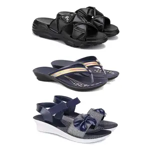 Trendy Open-Toe Sandals for Women – Soft Padded Footbed, Summer Wear | (COMBO-3)-1889-1957-1972-7-EURO-38