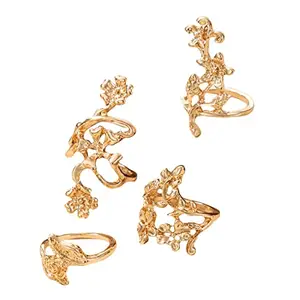 Jewels Galaxy Jewellery For Women Gold Plated Floral Contemporary Stackable Rings Set of 4 (JG-PC-RNGH-2738)