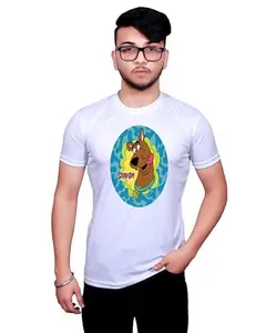 NITYANAND CREATIONS Round Neck Printed Half Sleeve Regular fit Casual T-Shirt for Men and Women-PGF-541-M White