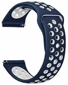 22MM Soft Silicone Smart Watch Band/Belt For BOAT WATCH MYSTIQ (WHITE DOT N.BLUE)