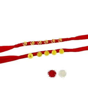 Evisha 2 Pcs Ganesh Moli Thread Bracelet Rakhi For Brother | Rakhi Combo-Thread-2-3 | rakhi || rakhi set || rakhi for brother