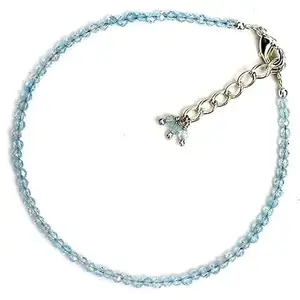RRJEWELZ Blue Topaz Bracelet for Men & Women – 2-2.5mm Round Faceted Blue Beads – 7 inch adjustable with Silver Plated Clasp – Healing, Fashion, Gift, Spiritual, Yoga|LCBR_RR_01668