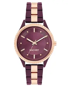 Nine West Women's Rubberized Bracelet Watch, Burgundy/Rose Gold, NW/2932BYRG