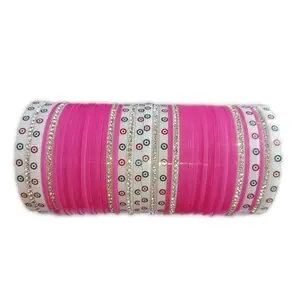 PMIPS FOR WOMAN AND GIRLS Chuda Bridal Punjabi Chuda [PACK 1] DARK PINK CHUDA l CHOODA SET PIASTIC 04089 (2.6)