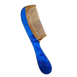 Ginni Innovations Fine teeth Neem Wood Comb with resin designer handle
