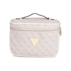 Guess Women Beige Printed Jesco Toiletry Train Case