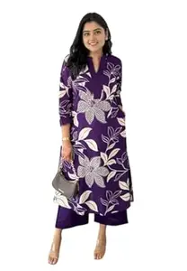 RAJEE TRENDS Women's Cotton Floral Printed Straight Kurti with Pant Set