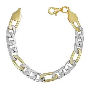 Memoir Yellow and White Gold plated two tone, twisted interlink Sachin Chain bracelet Men Women
