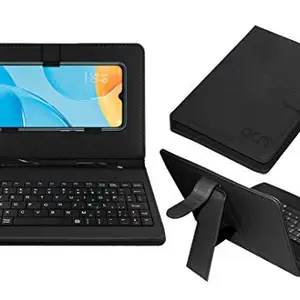 ACM Keyboard Flip Case Compatible with Oppo A15S Mobile Cover Stand Direct Plug & Play Device for Study & Gaming Black