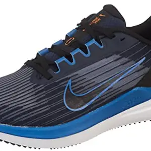 Nike Mens Air Winflo 9 Obsidian/Dk Marina Blue-Black-White Running Shoe - 7 UK (DD6203-400)