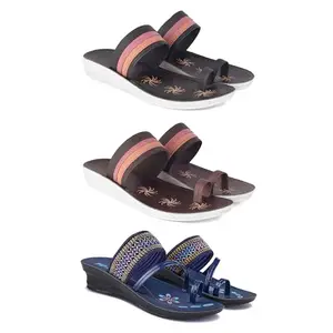 Women's Comfortable Sandal,Casual Lightweight Sandal for Everyday Wear | PCR-(3-COMBO)-1992-1990-1953-5