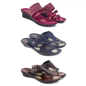 Women's Comfortable Sandal,Casual Lightweight Sandal for Everyday Wear for women's(GR-(COMBO-3)-1949-1973-1963-7)