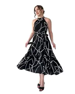 AAPSAAVI Elegant Floral V-Neck Dress Front Slit-Chic Casual Summer Wear for Women–Breathable Fabric Aesthetic Floral Pattern Dress