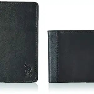 US Polo Association Black & Navy Leather Men's Passport Holder (USAW0057) (Pack of 2)