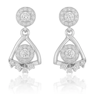 ZAVYA 925 Sterling Silver Cubic Zirconia Minimal Silver Plating Drop Earrings | | Gift for Women and Girls | With Certificate of Authenticity and 925 Hallmark