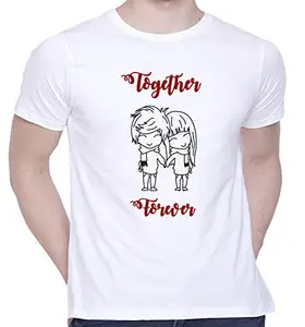 CreativiT Graphic Printed T-Shirt for Unisex Together Forever Tshirt | Casual Half Sleeve Round Neck T-Shirt | 100% Cotton | D00241-2_White_XXX-Large