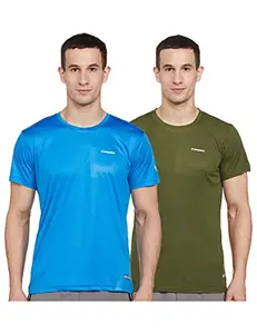 Charged Energy-004 Interlock Knit Hexagon Emboss Round Neck Sports T-Shirt Scuba Size Large And Charged Pulse-006 Checker Knitt Round Neck Sports T-Shirt Olive Size Large