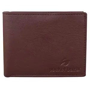 pocket bazar Men's Wallet Brown Artificial Leather Money Clip (10 Card Slots)
