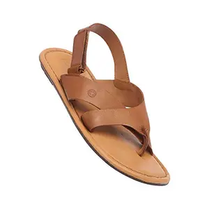 Ruosh Mens Leather Velcro Closure Sandals (Brown_40)