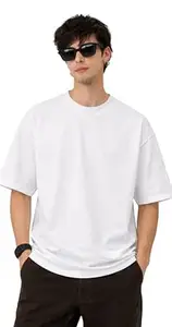 Streetfluencer Pure Cotton Oversized Fit Solid T-Shirt for Men