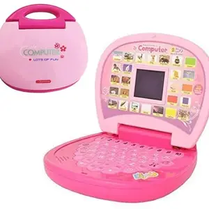 ForeverMore Battery Operated Educational Learning Alphabet and Numbers Laptop Toy for Children with LED Display Best Birthday Gift for Boys & Girls (Pink)
