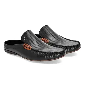San Frissco Synthetic Laser Cuts Mules Cushioned Footbed/Comfortable Fashionable Stylish Flexible for Men/Size : 8 (Black)