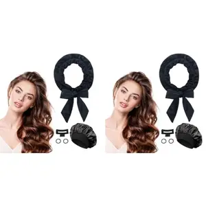 MAYCREATE® No Heat Curling Rod Headband Hair Curlers Overnight Velour Curls Roller Wrap for Women with Long Hair 2PCS