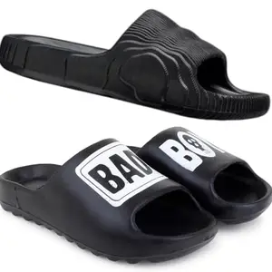 Pampy Angel Combo Pack of 2 Slipper/Flip Flops/Slides for Men,(Addi-M-Black,Y-B-Boy-Black),7 (UK/India)