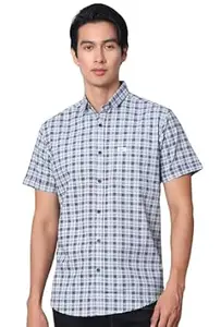 Majestic Man Men Comfort Slim Fit Checked Pure Cotton Half Sleeve Casual Shirt