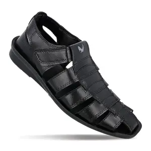 WALKAROO 13505 Mens Roman Sandals for dailywear and regular use for Indoor & Outdoor - Black