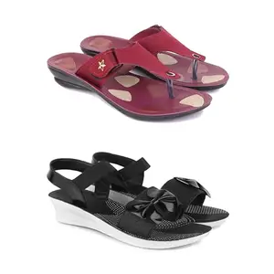 Women?s Flat Sandals,Stylish Heeled Sandals for Women B_(Combo 2)-1974-1969-5