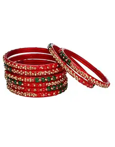 Somil Designer Set Of Bangle/Kada For Party And Daily Use, Glass, Ornamented-DK95