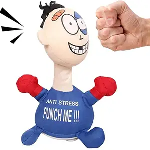 VelociousElectric Plush Anti Stress Doll, Desktop Stress Relief for Adults Interactive Toy, Desk Punching Bag Decompress Hit Toy Screaming Doll, Funny Toys for Adults and Children to Vent Stress
