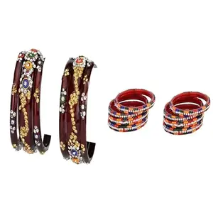 Somil Elegant Combo Bangles For Women & Girls | Stylish Bangles Set For Everyday & Functions, Pack Of 14, Maroon, Multicolor -B495