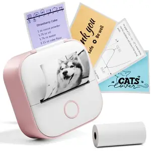 LabelCreate Portable Pocket Thermal Printer,T02 Mini Sticker Maker Printer,Portable Wireless Bluetooth Photo Printer for DIY Journal, Notes,Memo,Kids Gift,Pink