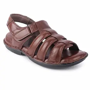 FEATHER LEATHER Genuine Leather Comfortable Sandals & Floaters - Stylish & Flexible Sandals For Men (Brown - 8 UK)